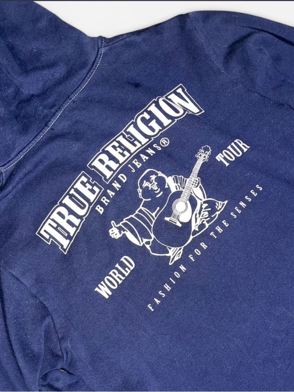 True Religion Navy Graphic Hoodie - White Logo